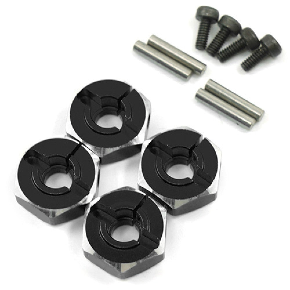 Aluminum Hex Adaptor Set 12x6mm For 1/10 RC Touring Drift Crawler Black