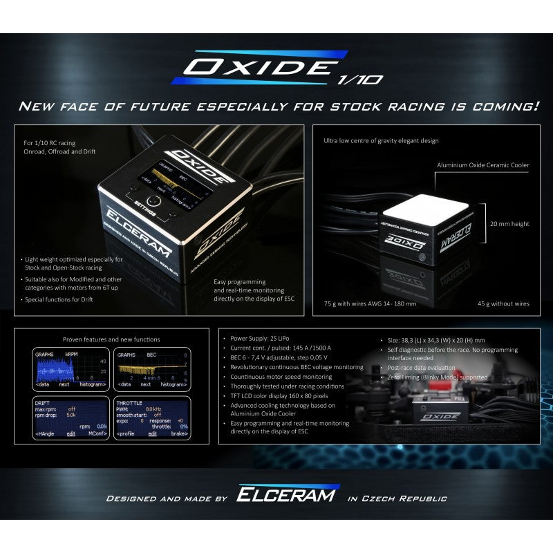 ELCERAM Oxide 1:10 Competition Brushless Stock Regler ESC - ELC008 - RCXX - RC Racing Shop | RC Models | Tuning & Spare Parts for Professionals