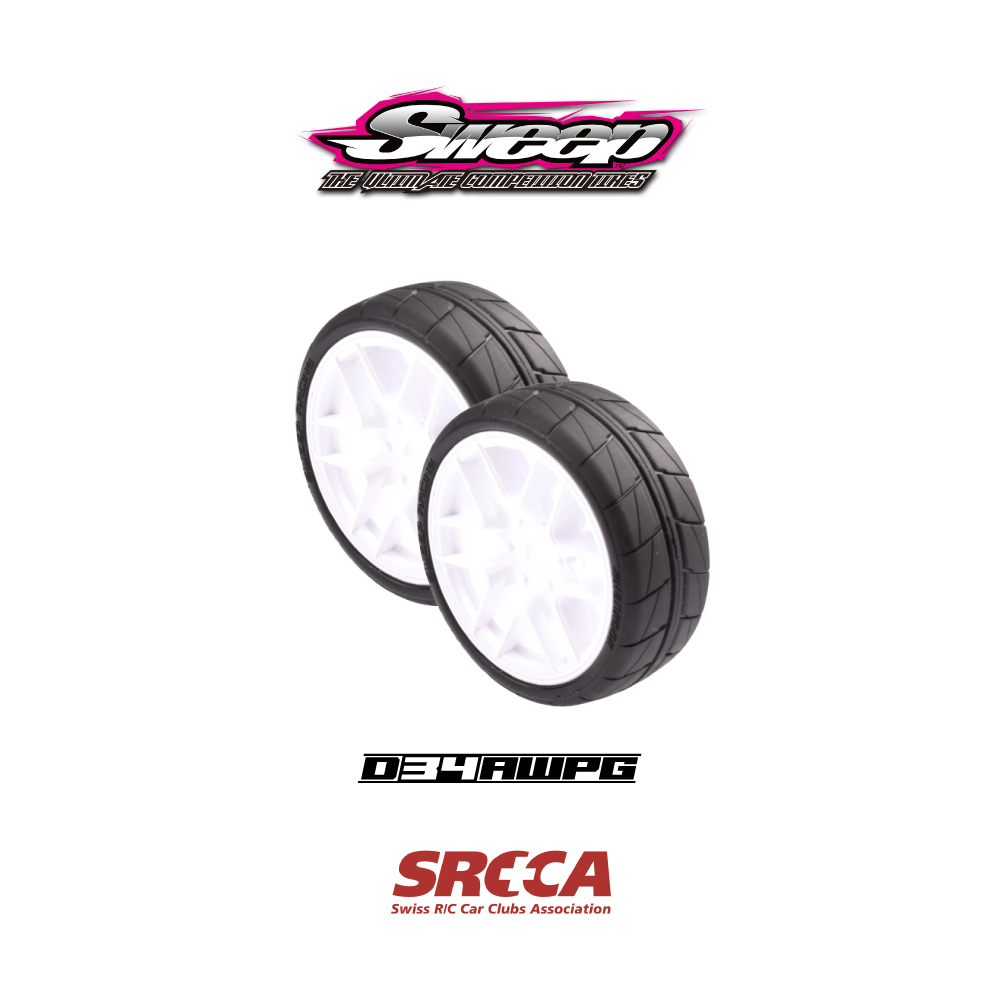 Sweep D-34 Preglued Touring Car Tires 34 Shore (4) - D34AWPG - SRCCA - RCXX - RC Racing Shop | RC Models | Tuning & Spare Parts for Professionals